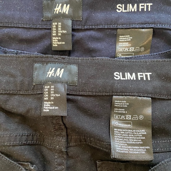 H&M blue and black slim fit shorts, size 30 - Picture 4 of 4